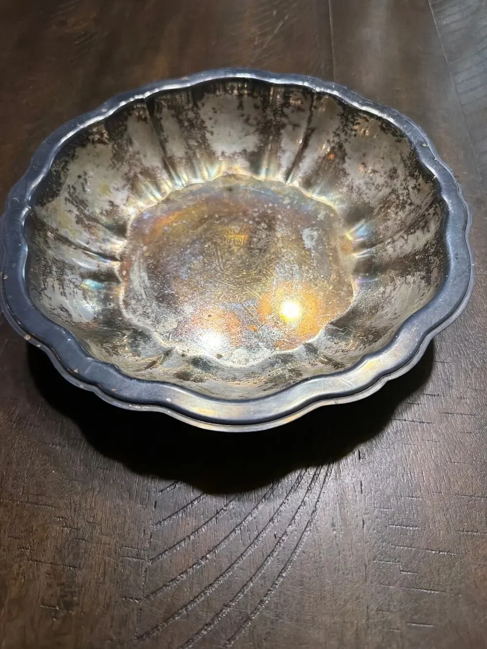 Vintage Ford 500-500 Club 1966 Silverplate Scalloped Bowl Trophy Award 8.5